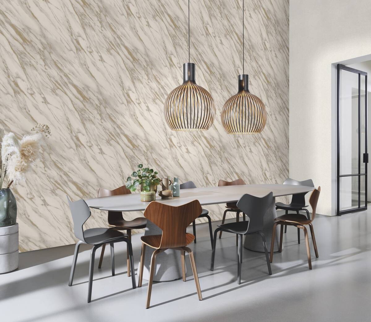 Rasch Papiertapete Marmoroptik beige gold B/L: ca. 53x1005 cm