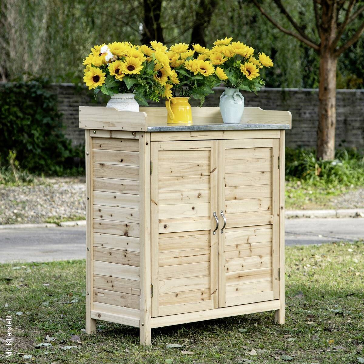 Outsunny Gartenschrank natur Holz B/H/T: ca. 83x92x40 cm