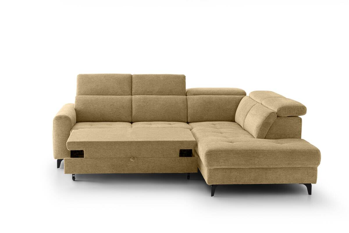 Ecksofa mit Bettfunktion gelb Flachgewebe B/H/T: ca. 258x96x221 cm