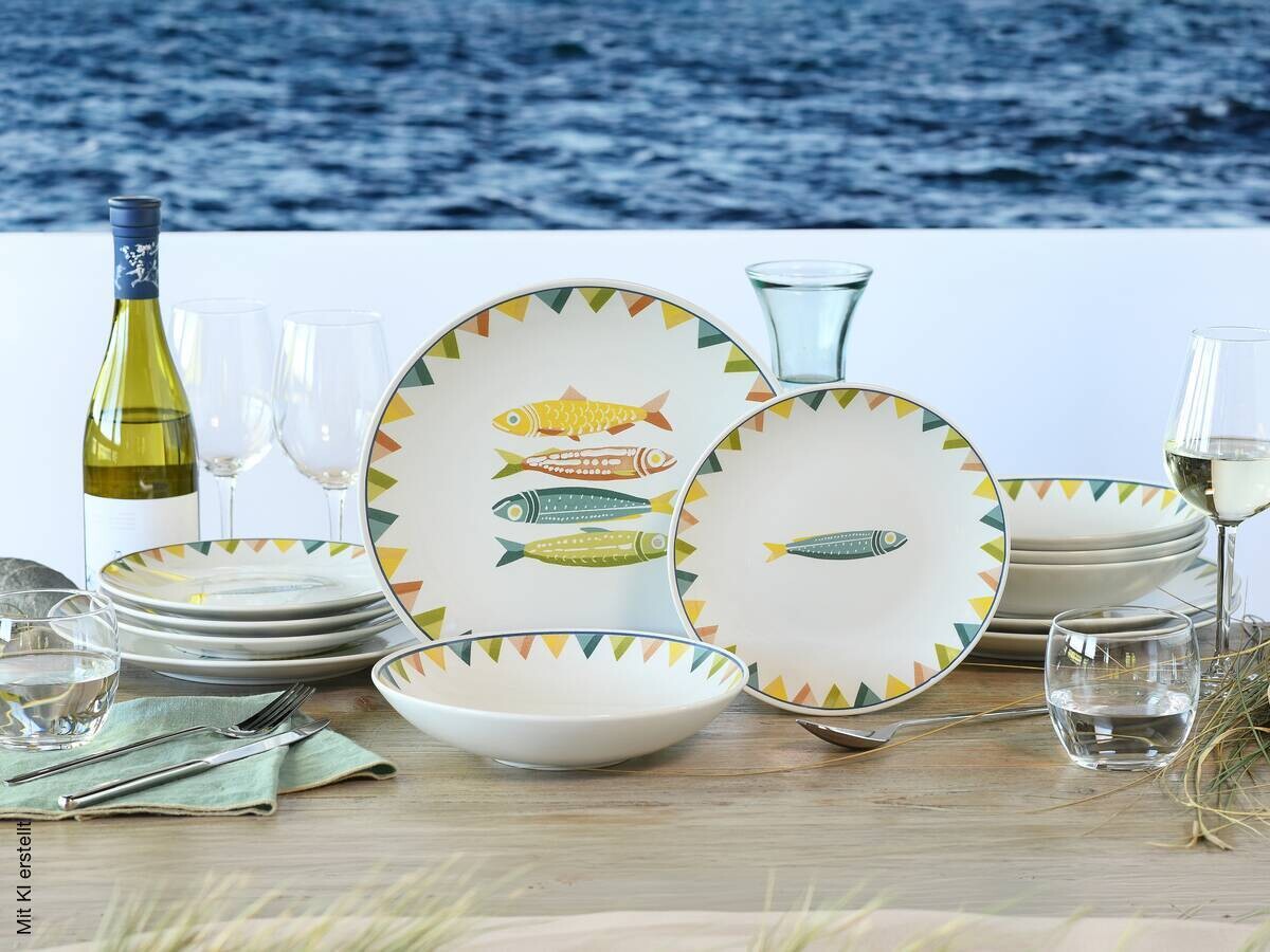 CreaTable Tafelservice Sardinhas weiß Steinzeug 12 tlg.