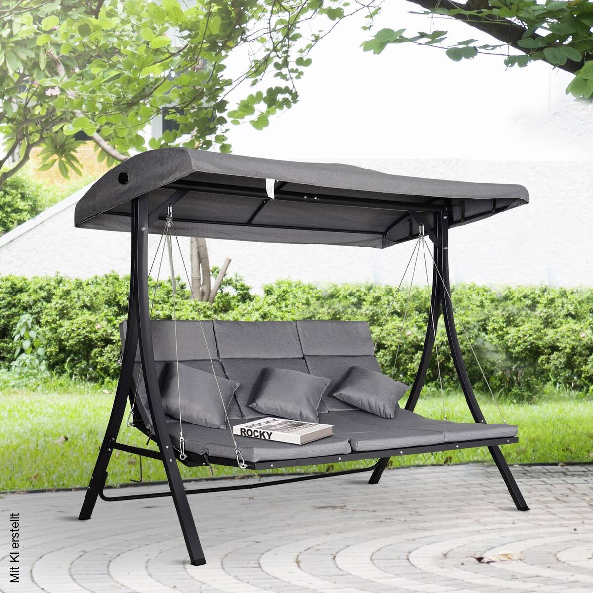Outsunny Hollywoodschaukel grau Metall B/H/T: ca. 200x168x115 cm
