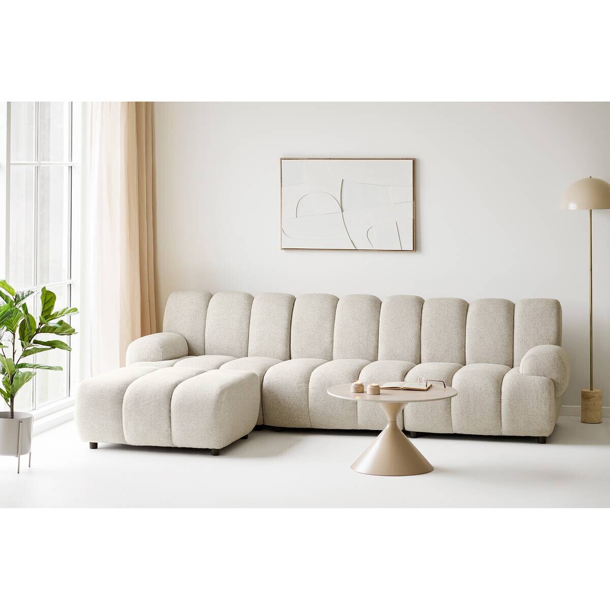 Housenordic Stehlampe Sheffield beige Metall Marmor B/H/L: ca. 40x155x40 cm E14 1 Brennstellen