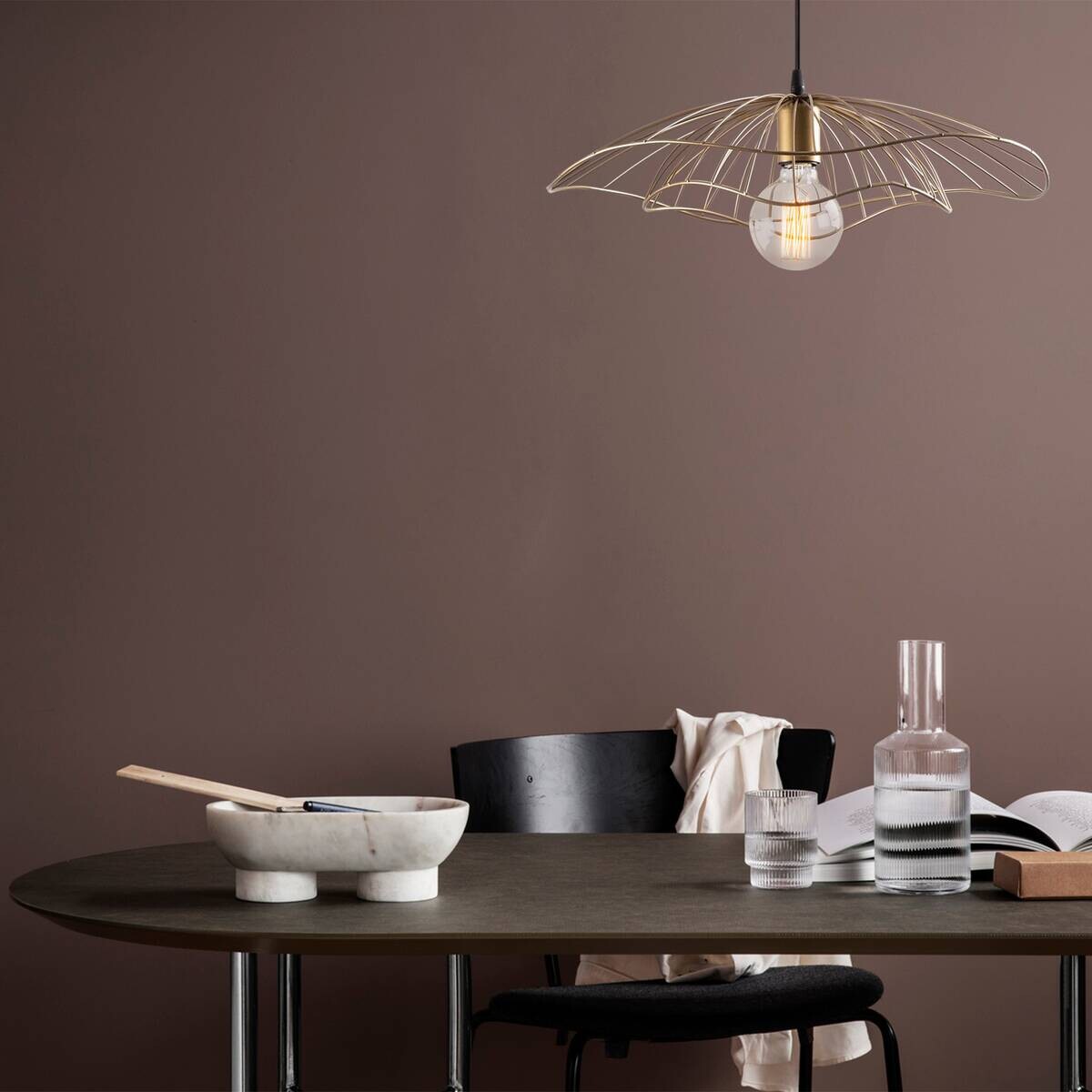 Opviq Pendelleuchte Tel bronze Metall B/H/T/L/D: ca. 50x111x50x50x50 cm E27 1 Brennstellen