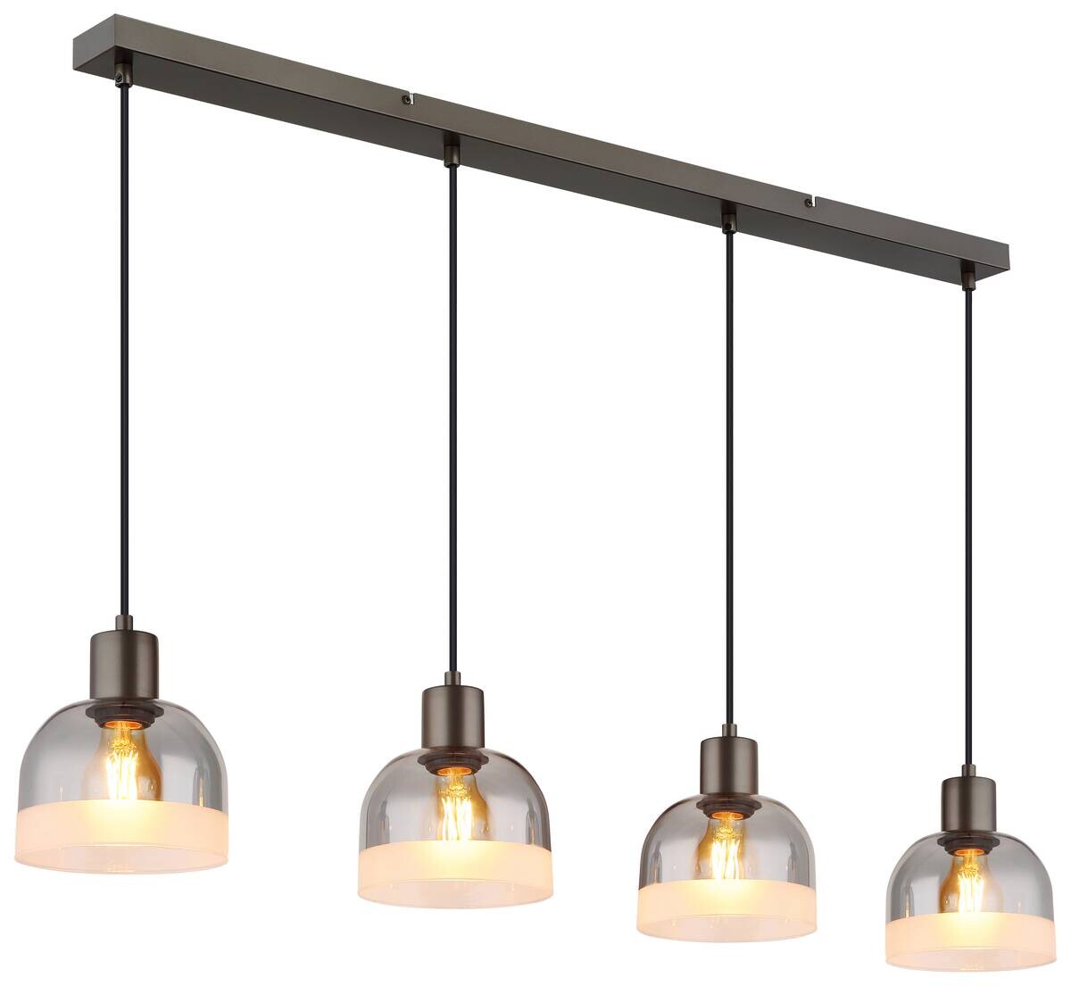 GLOBO Pendelleuchte Rauch schwarz Metall Glas B/H/L: ca. 15x120x105 cm E27 4 Brennstellen