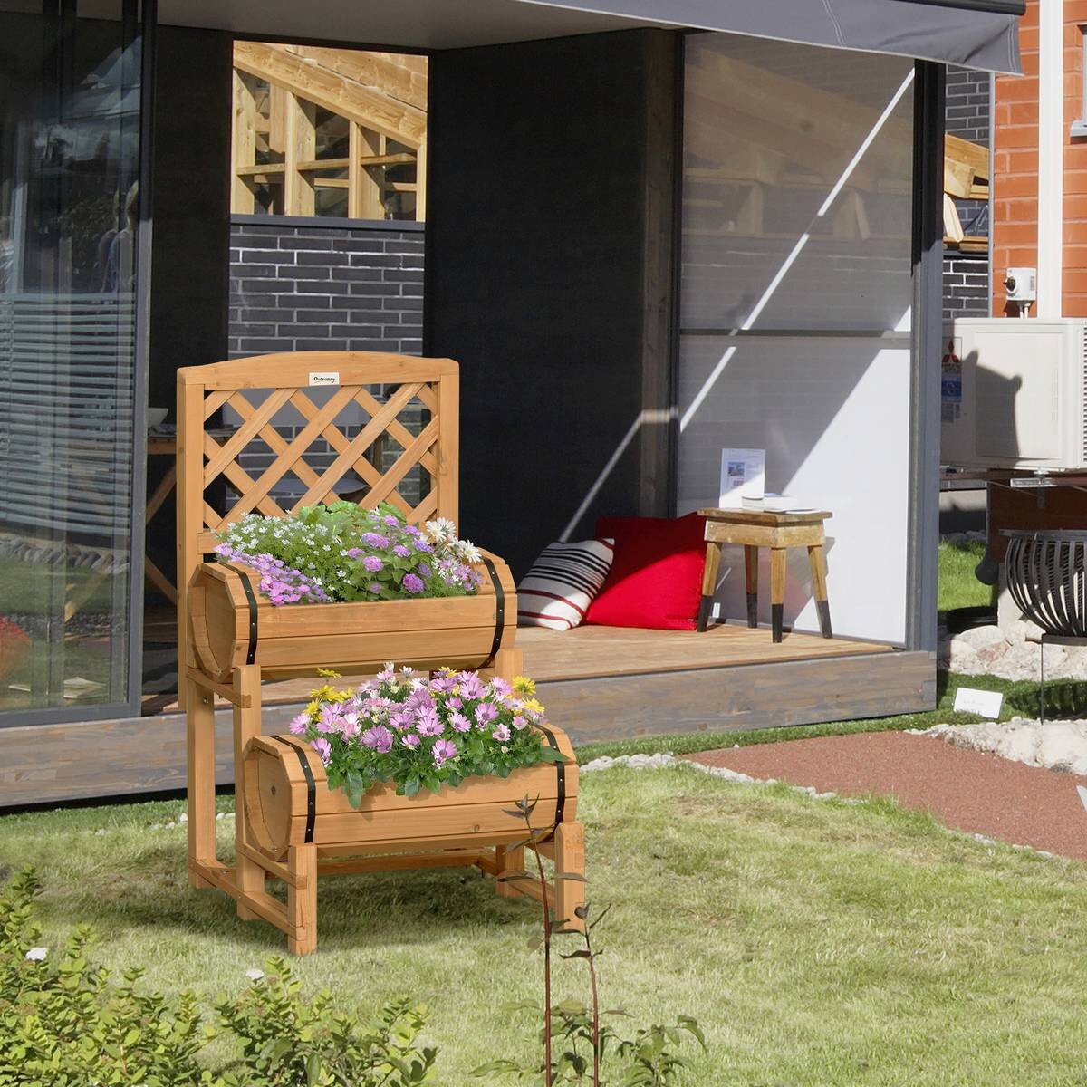 Outsunny Blumenkasten mit Rankgitter