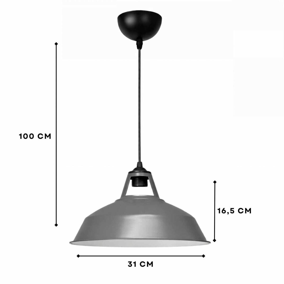 Opviq Pendelleuchte grau B/H/T: ca. 31x100x31 cm E27 1 Brennstellen