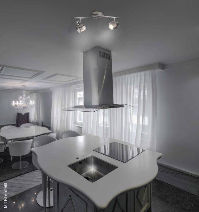 Näve Leuchten LED-Wand- Deckenleuchten NV1117542 Chrom Glas Metall B/H/T: ca. 41x8x14 cm 2 Brennstellen
