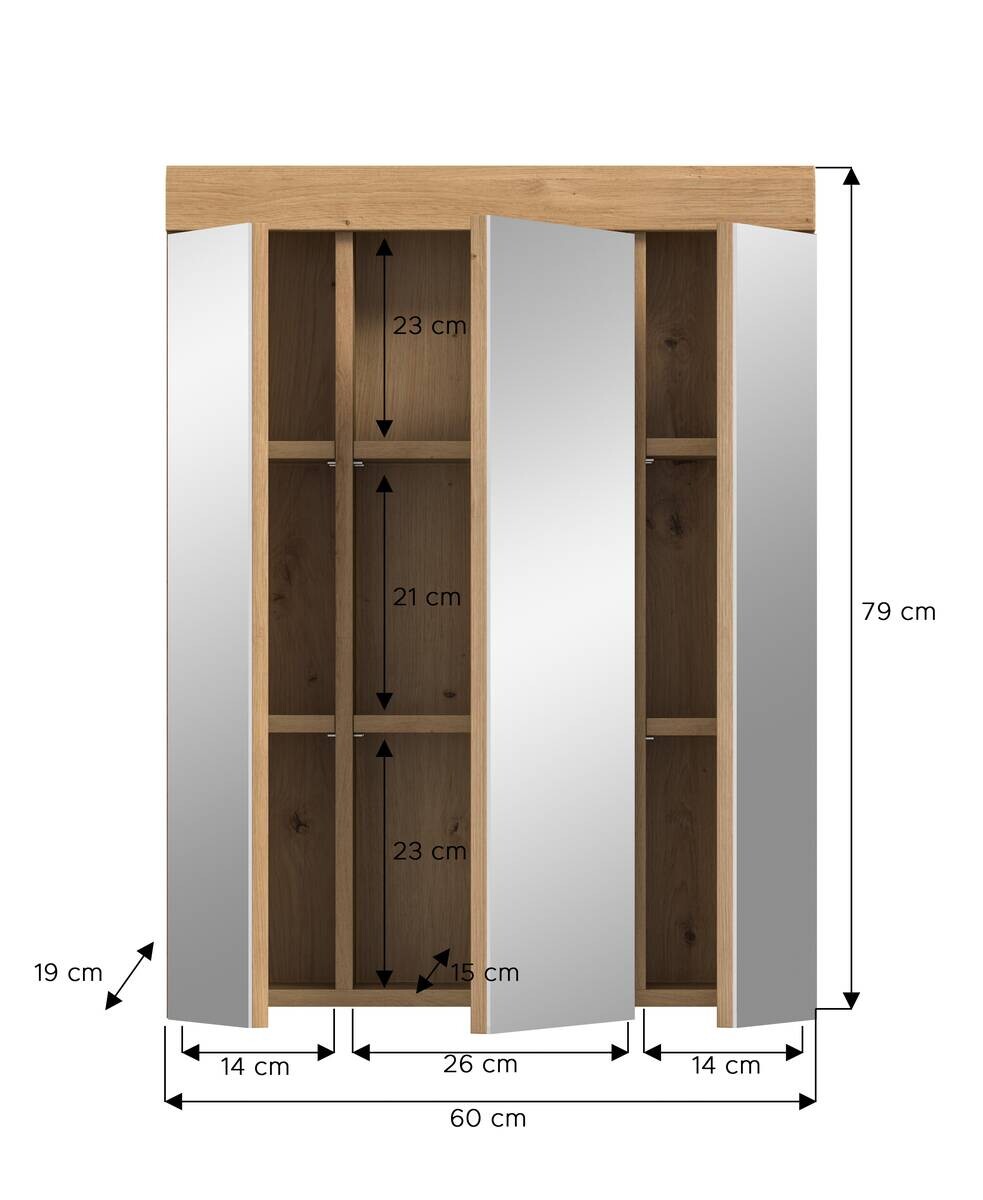 Spiegelschrank Scout Eiche Artisan Nachbildung salbei Nachbildung B/H/T: ca. 60x79x18 cm