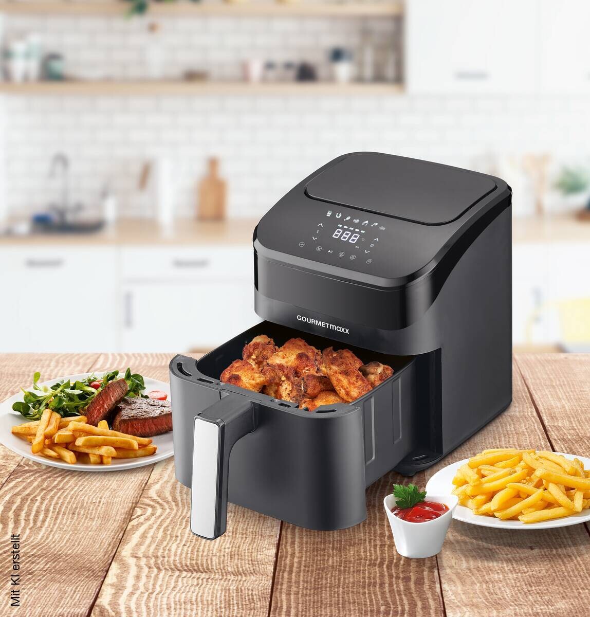 GOURMETmaxx Heißluftfritteuse schwarz Metall B/H/L: ca. 24x28,6x34,9 cm ca. 4 l
