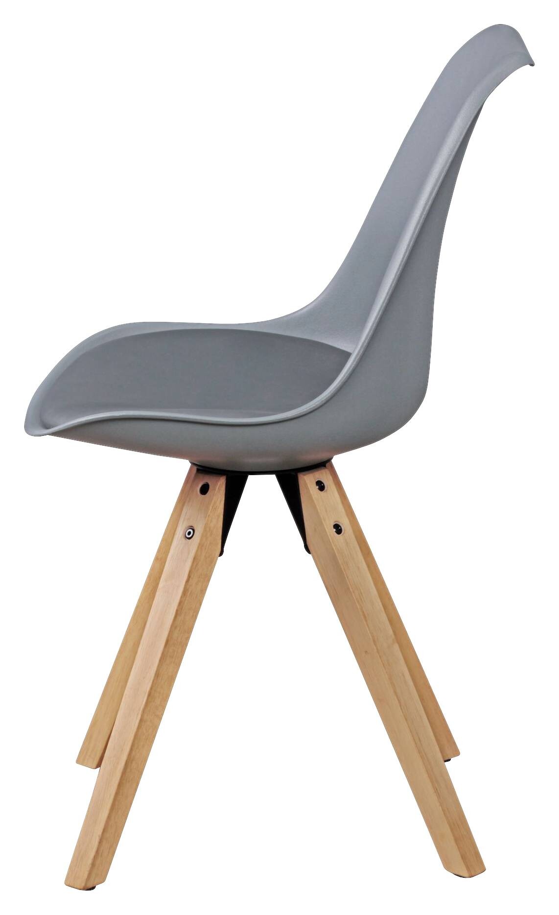 Stuhl 2er-Set grau grau natur Kunststoff Kunstleder Echtholz B/H/T: ca. 49x87x52 cm
