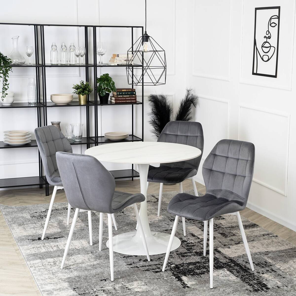 Stuhl LUCKY grau Velourstoff B/H/T: ca. 47x86x58 cm