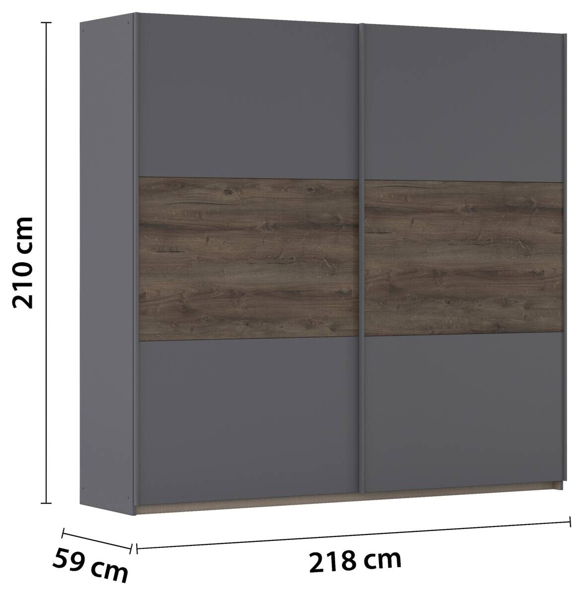 Schwebetürenschrank Marbella grau B/H/T: ca. 218x210x59 cm