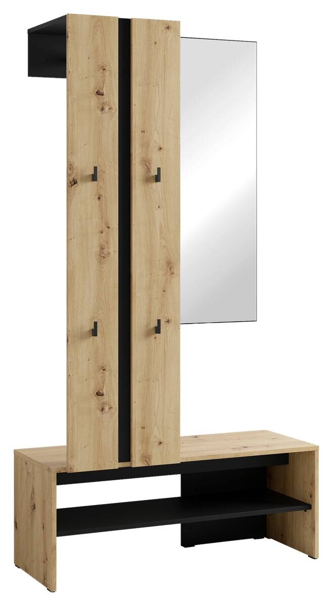 Garderobenset NANTE Eiche schwarz B/H/T: ca. 100x186x40 cm