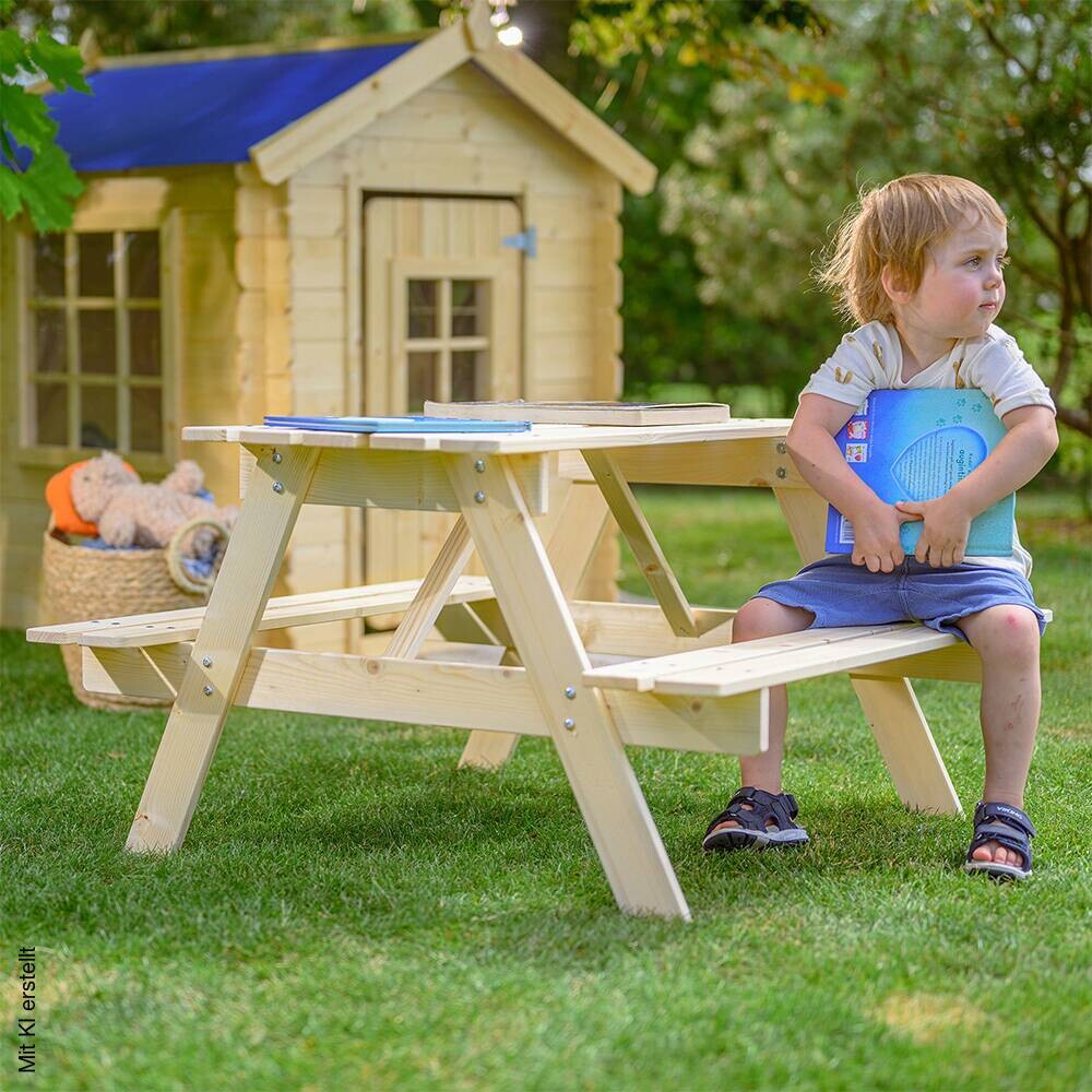 Timbela Kindersitzgarnitur M018 natur Holz B/H/L: ca. 90x50x90 cm