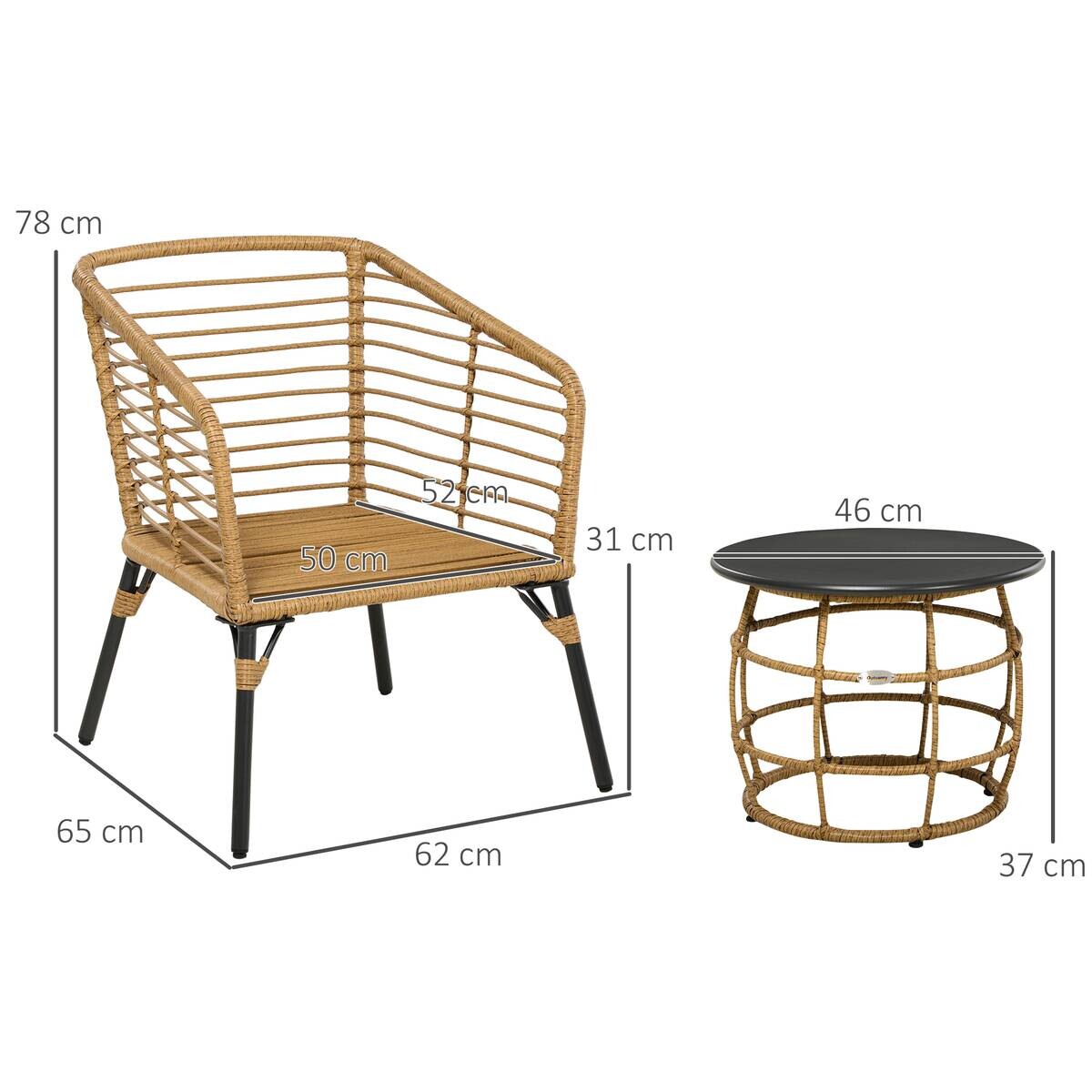 Outsunny Sitzgruppe dunkelgrau Edelstahl B/H/L: ca. 65x62x78 cm