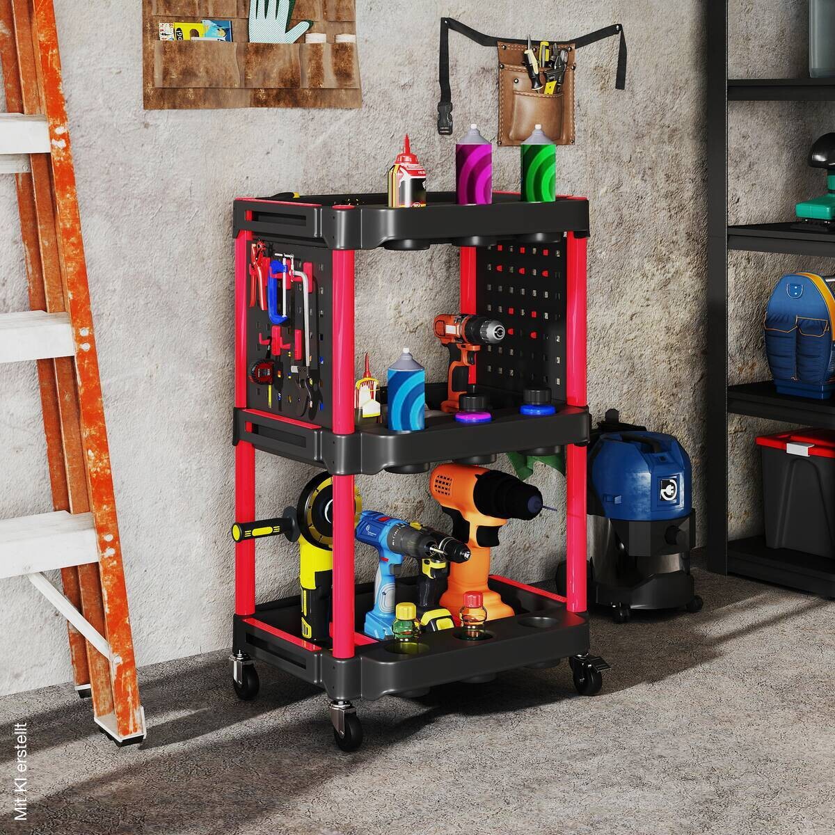 Werkstattwagen schwarz B/H/L: ca. 47,5x89x56,5 cm