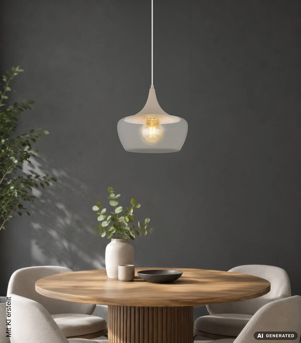 GLOBO Pendelleuchte sand klar Metall Glas H/D: ca. 120x30 cm E27 1 Brennstellen
