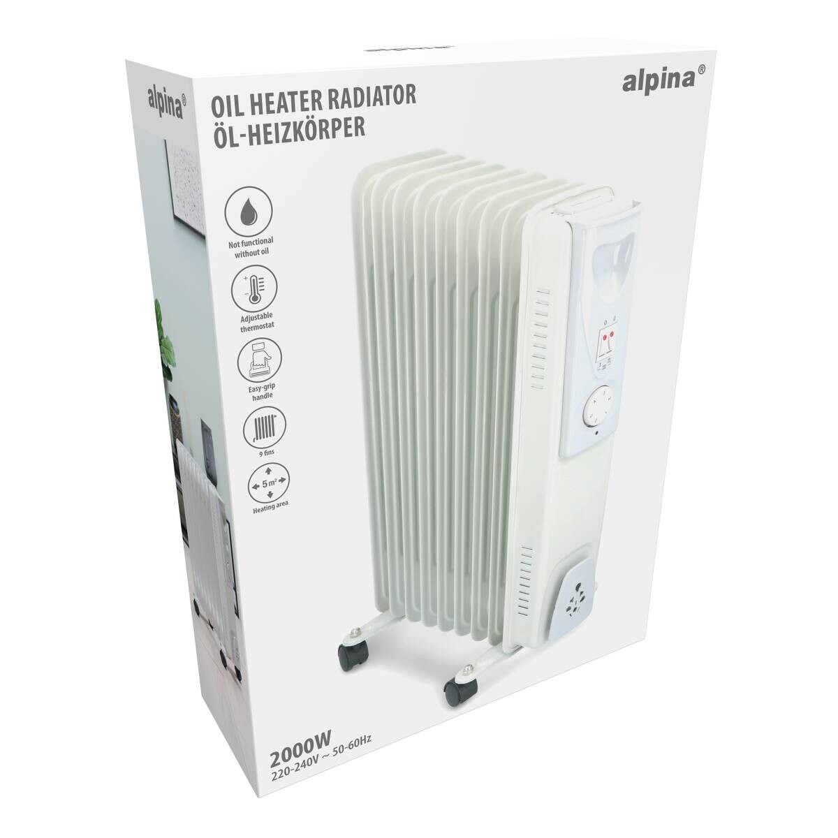 Ölradiator weiß Metall B/H/T: ca. 40x55x23,5 cm ca. 2000 W
