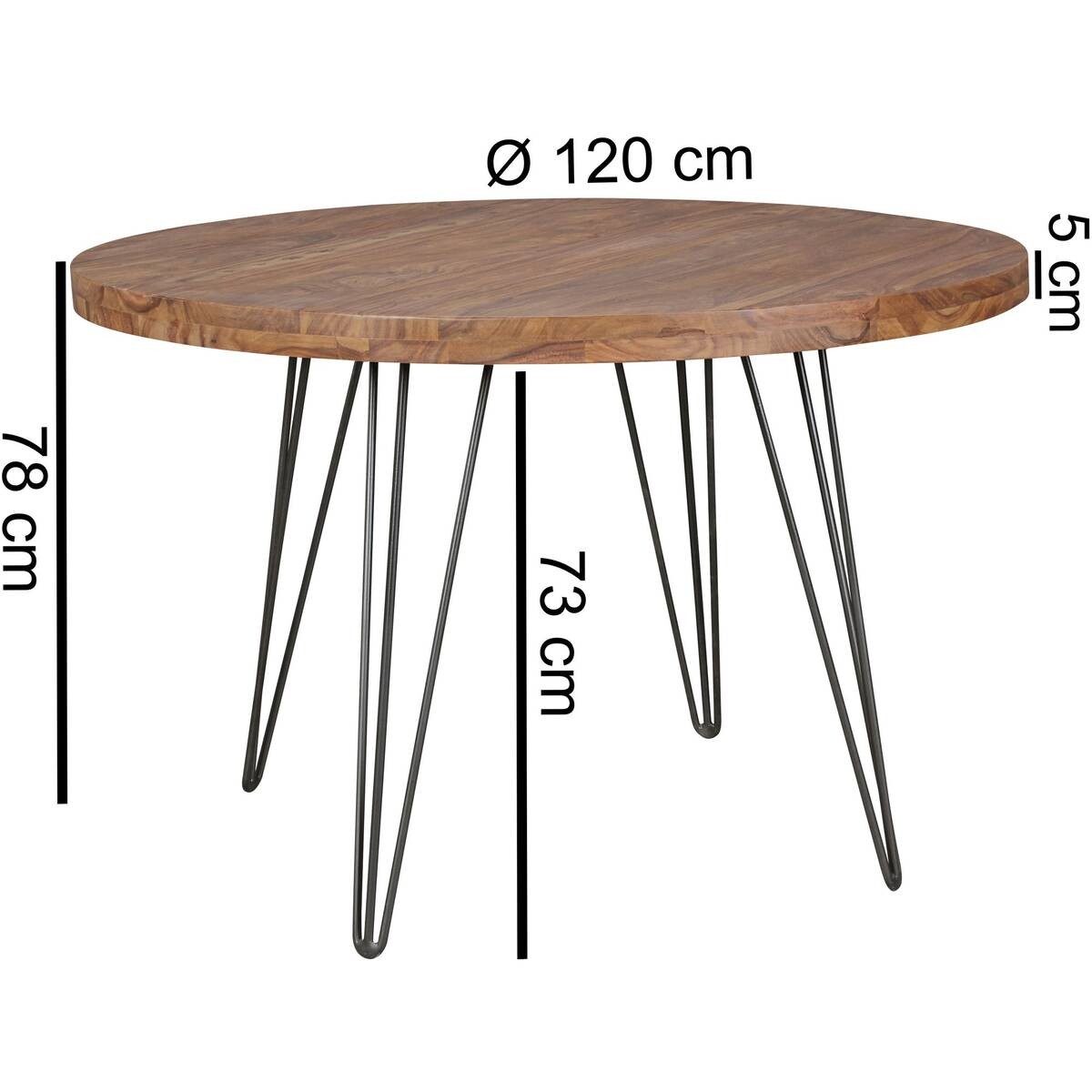 Esstisch natur schwarz matt H/D: ca. 78x120 cm