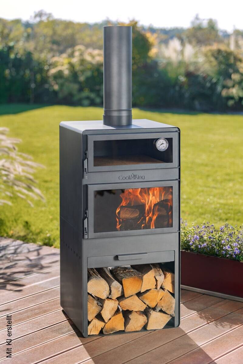 CookKing Terrassenofen Vento Plus schwarz Stahl B/H/L: ca. 50x150x50 cm