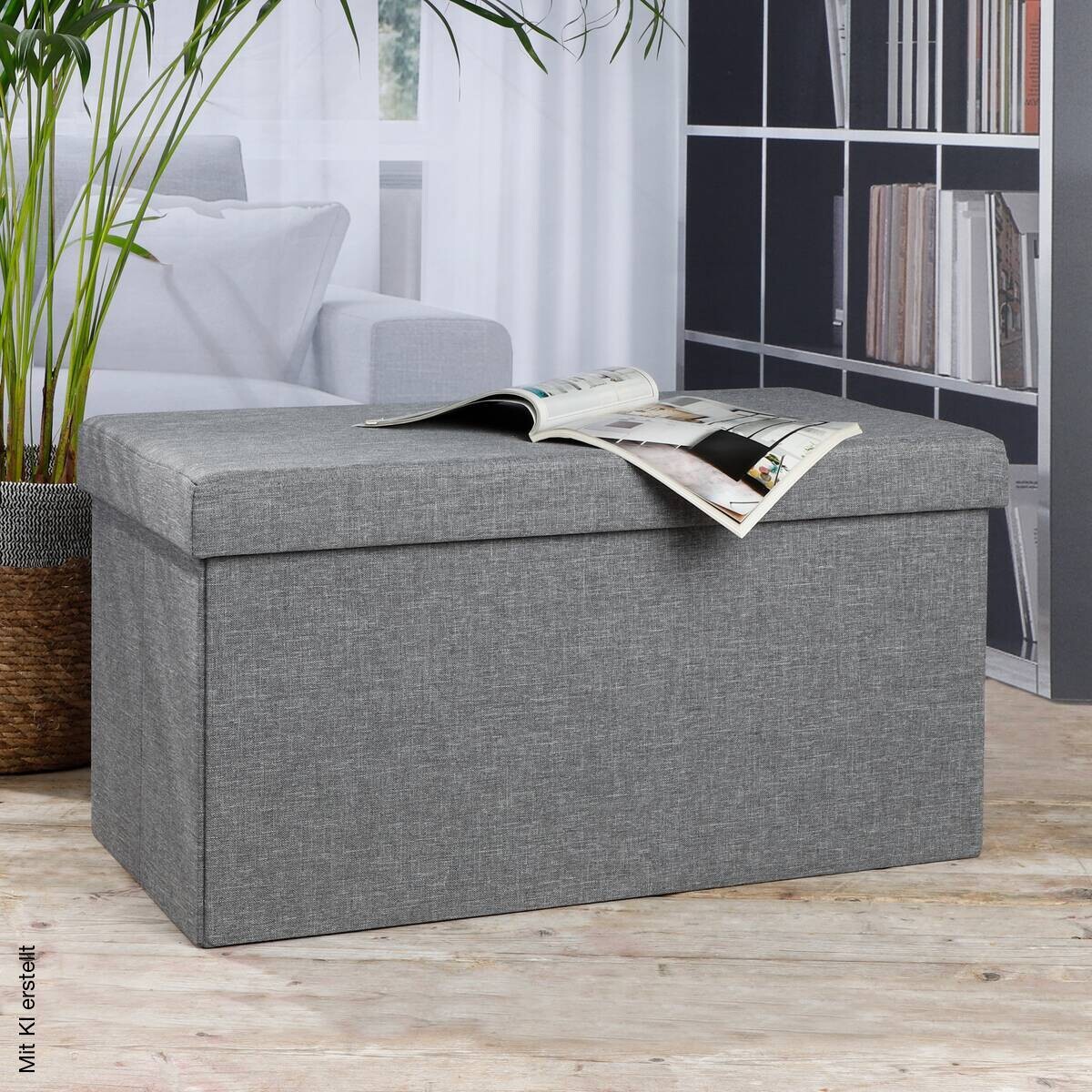 HI Sitzbank mit Aufbewahrungsfunktion grau B/H/L: ca. 38x38x76 cm