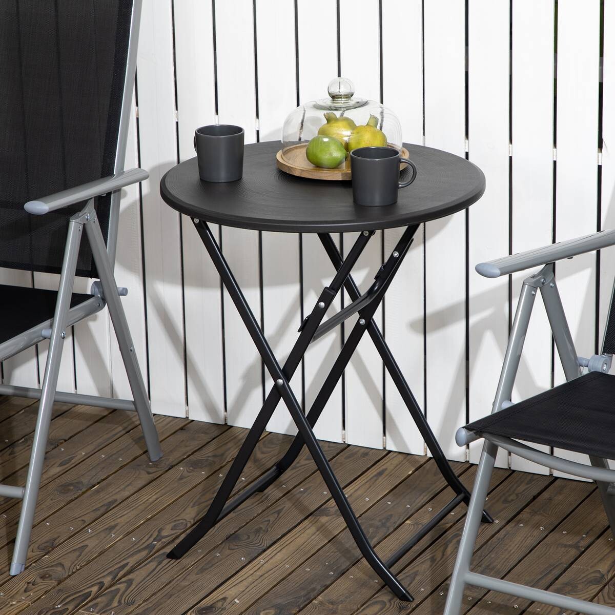 Outsunny Gartentisch dunkelgrau Stahl B/H/L: ca. 60x73x60 cm
