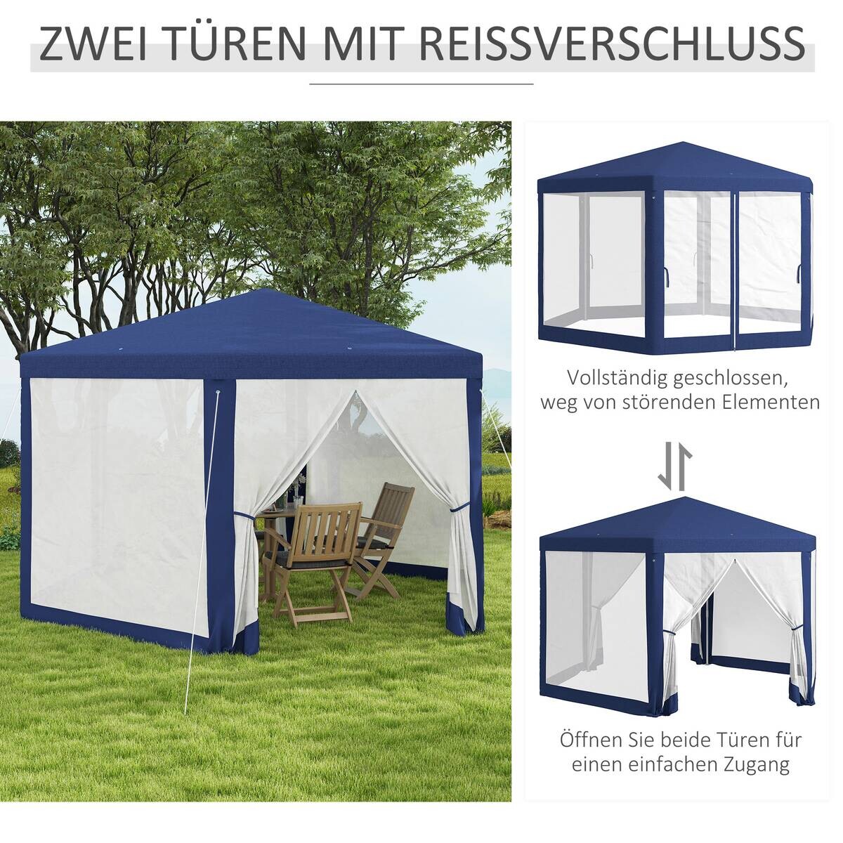 Outsunny Pavillon blau Polyester B/H/L: ca. 341,2x250x394 cm