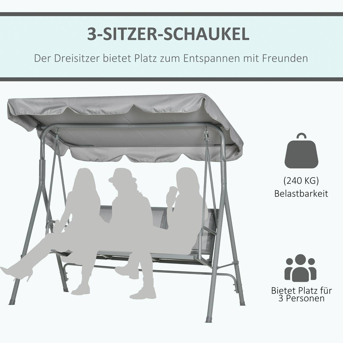 Outsunny Hollywoodschaukel creme Polyester B/H/L: ca. 110x153x170 cm