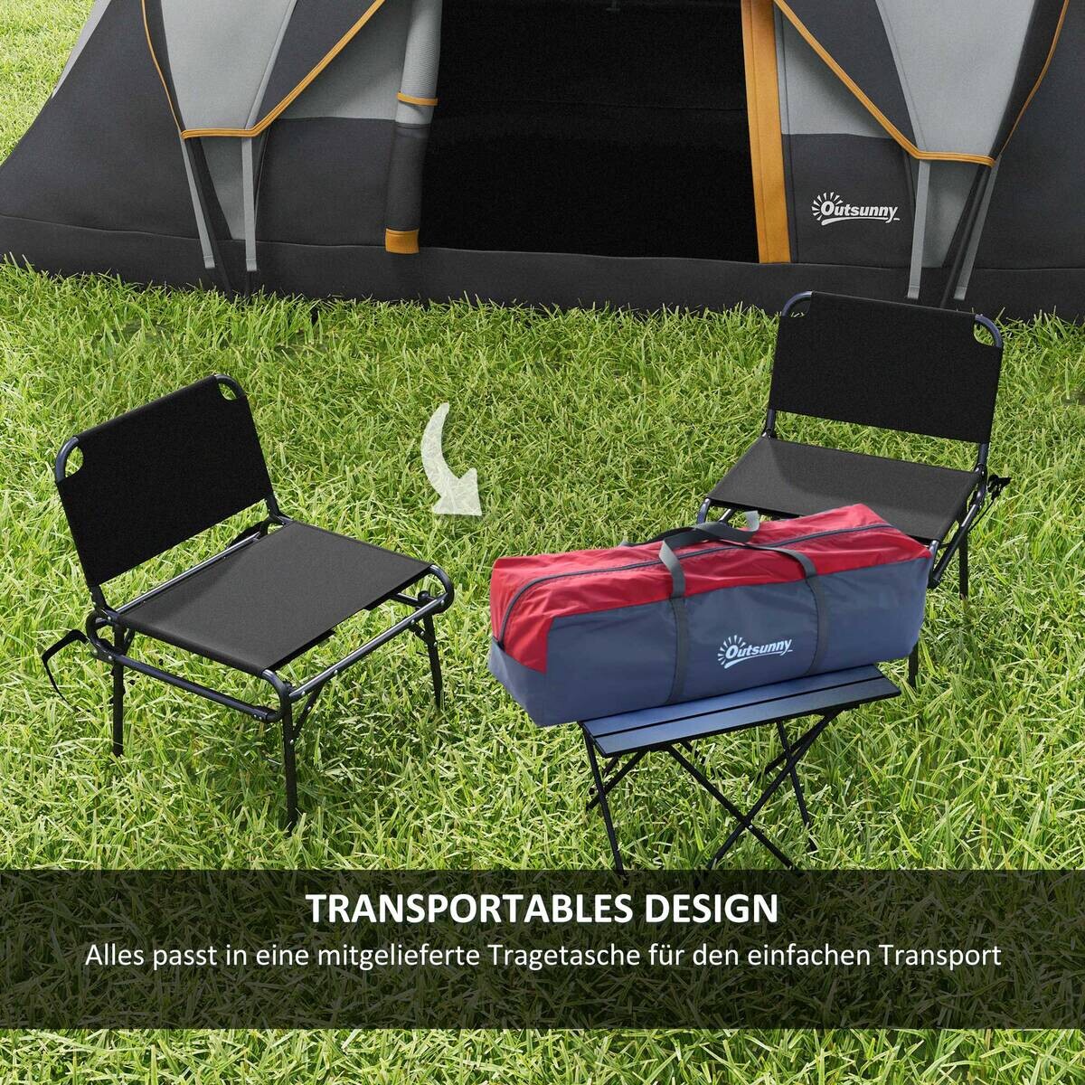 Outsunny Campingzelt schwarz Stahl B/H/L: ca. 220x180x455 cm