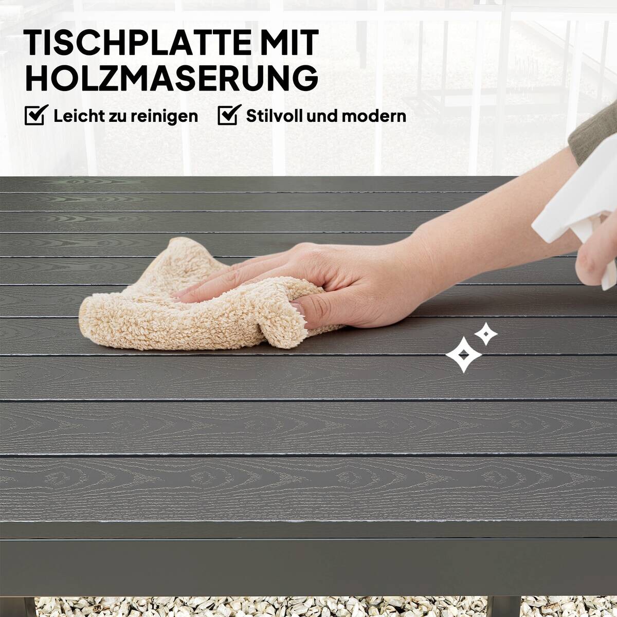 Outsunny Gartentisch schwarz Kunststoff B/H/L: ca. 73x72x73 cm