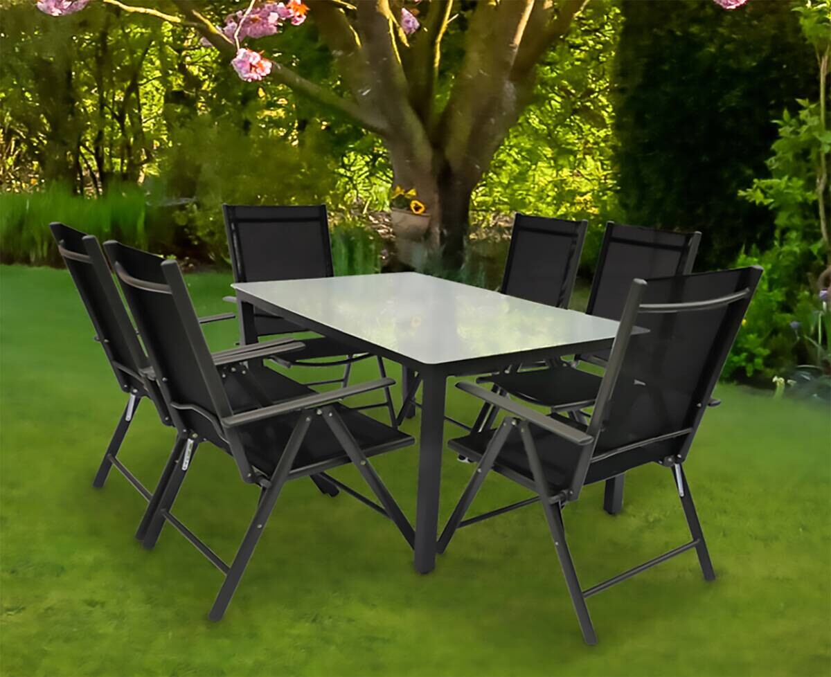 VCM Gartensitzgruppe anthrazit Stahl B/H/L: ca. 140x76x80 cm