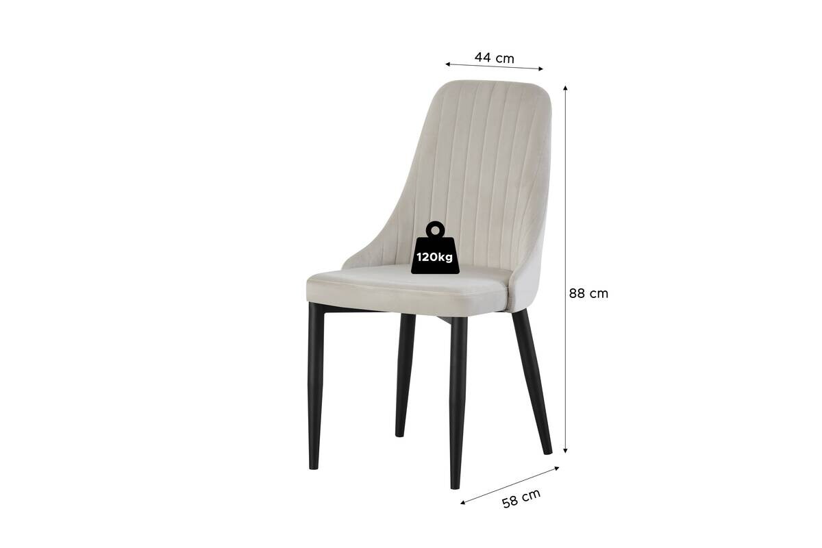 Stuhl CLAUDIA, 2er Set creme Samt B/H/T: ca. 44x88x58 cm