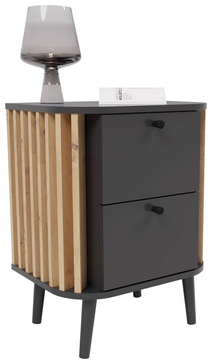 Nachtkonsole PURE grau Eiche Artisan Nachbildung B/H/T: ca. 45x60x33 cm