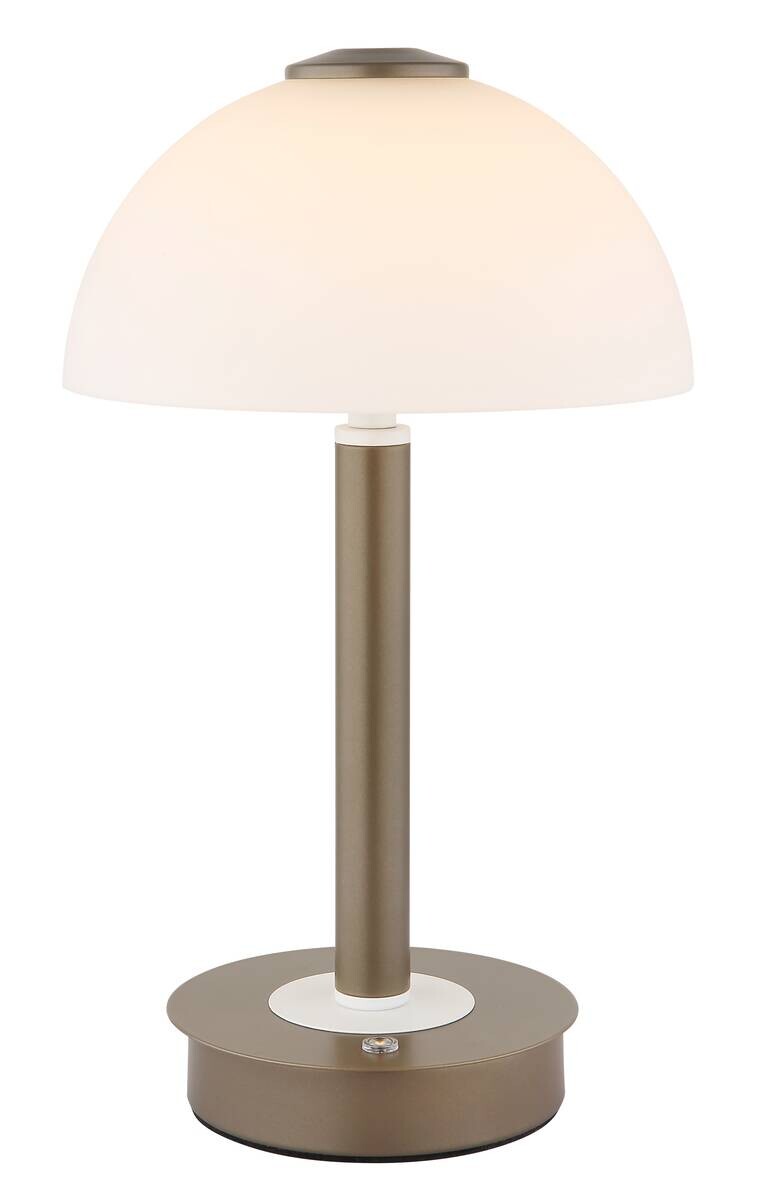 GLOBO LED-Tischleuchte kaffee Opal Glas Metall H/D: ca. 31,5x18 cm 1 Brennstellen