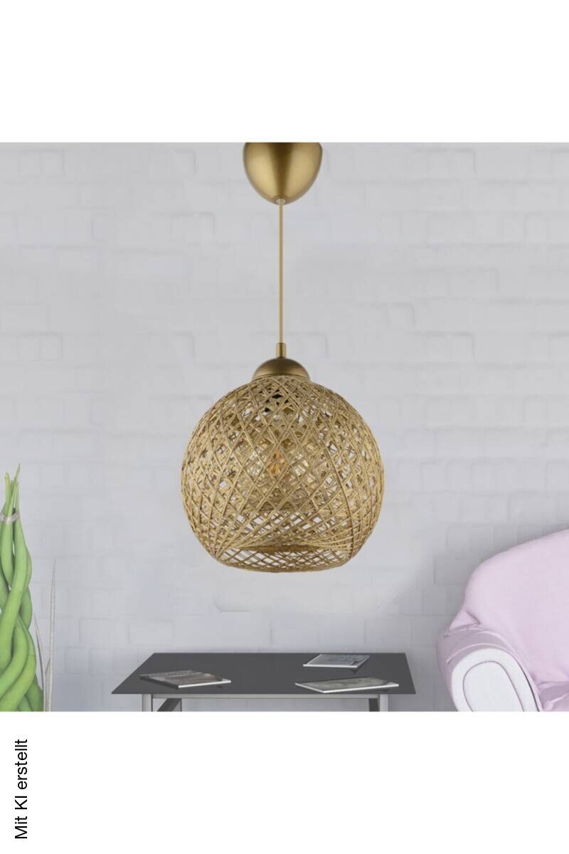 Opviq Pendelleuchte gold Baumwolle B/H/T/L/D: ca. 22x54x22x22x22 cm E27 1 Brennstellen