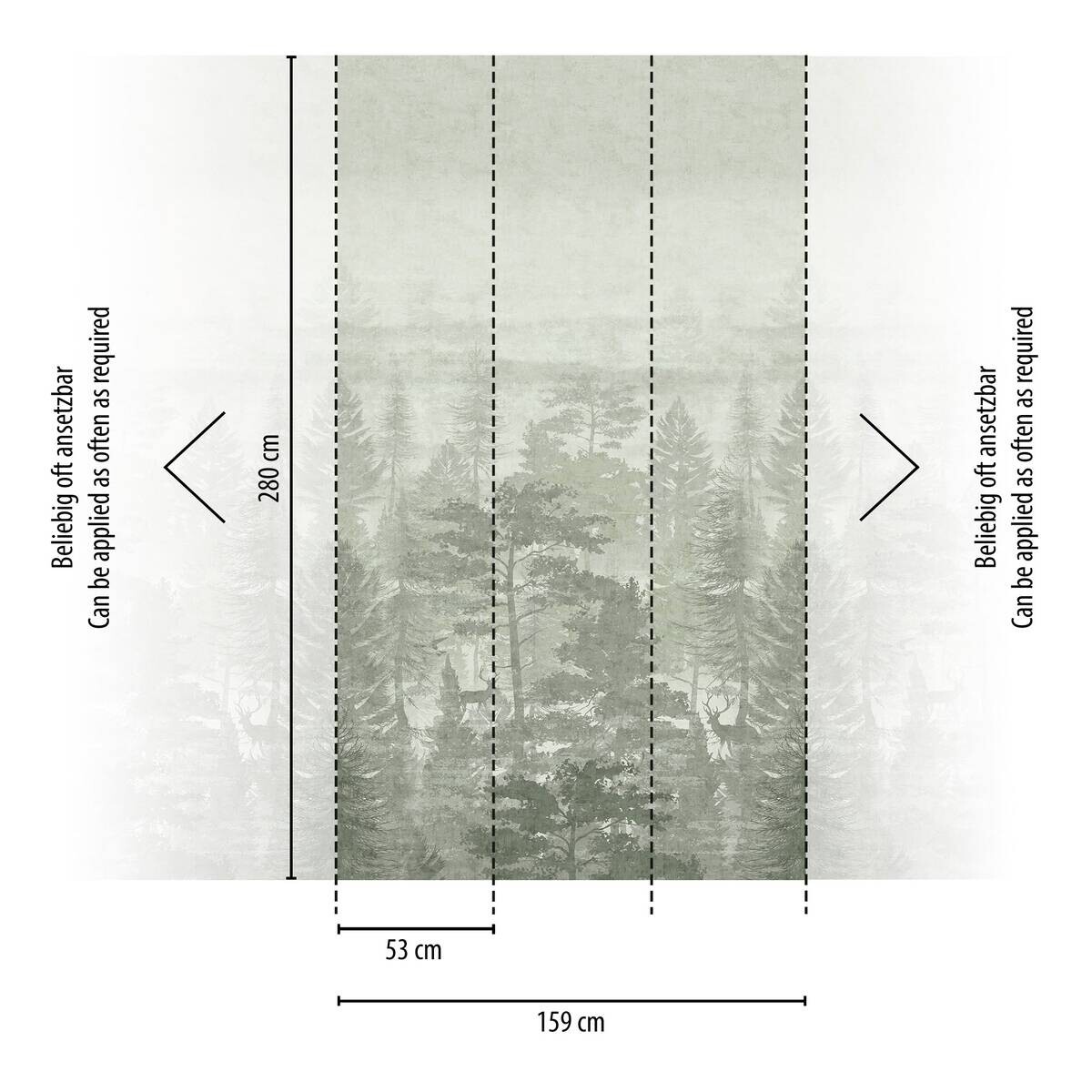 Livingwalls Fototapete Landschaft grün B/L: ca. 280x159 cm