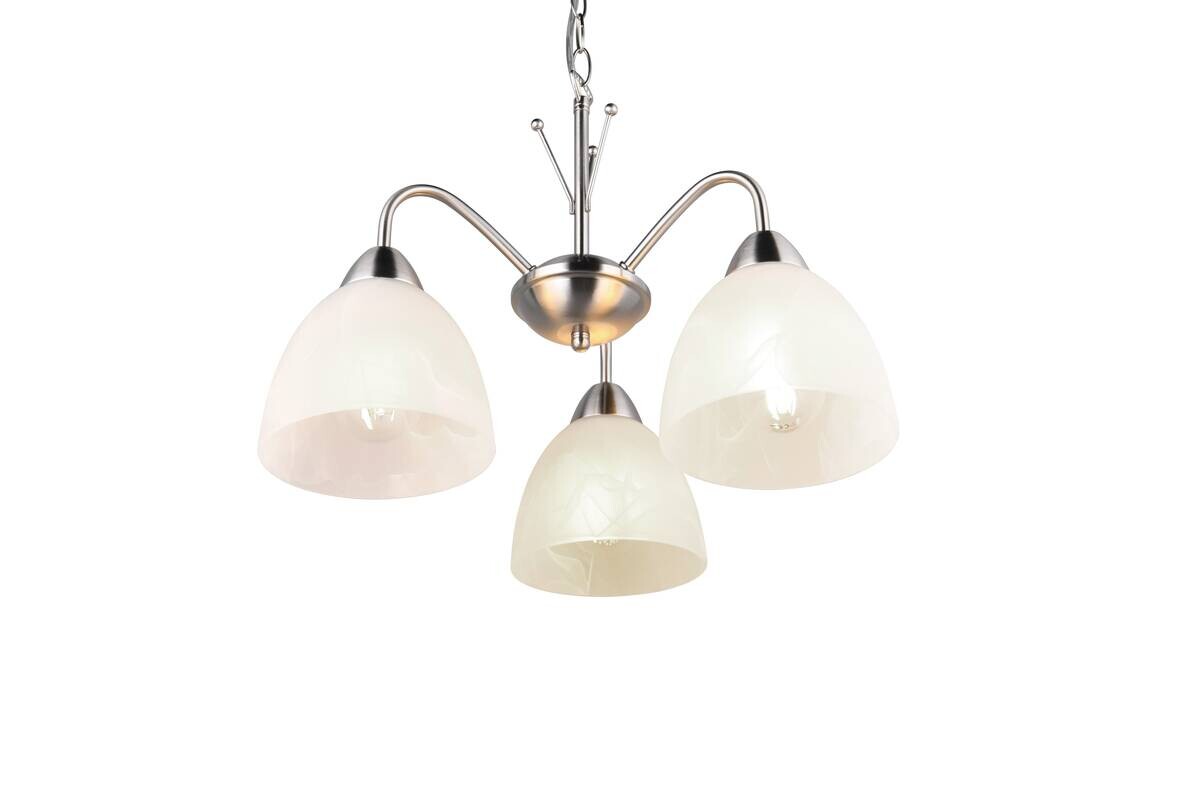 Reality Pendelleuchte Dobby nickel weiß Glas PVC Metall H/D: ca. 150x43 cm E27 3 Brennstellen