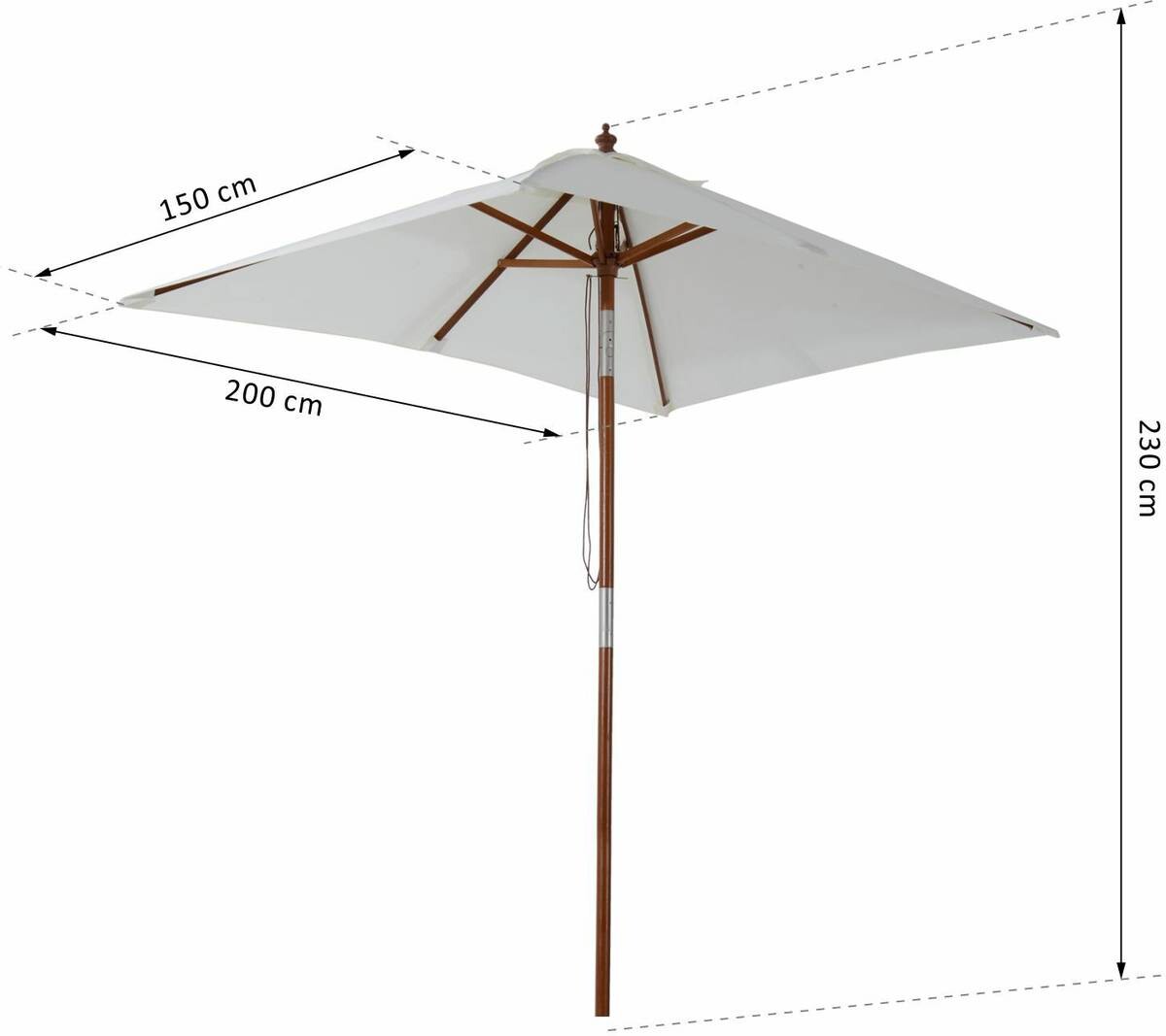 Outsunny Sonnenschirm creme Bambus B/H/L: ca. 150x230x200 cm