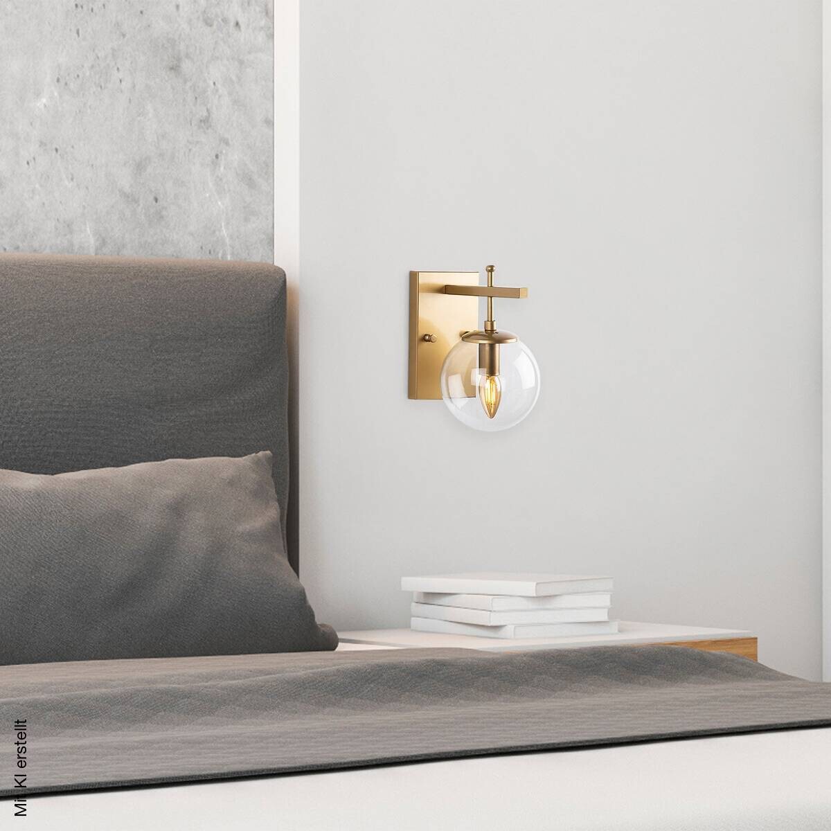 Opviq Wandleuchte gold Metall Glas B/H/L: ca. 20x15x15 cm E14 1 Brennstellen