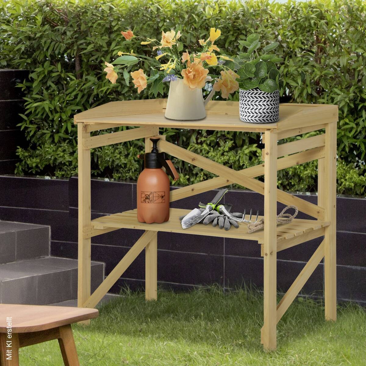 Outsunny Pflanztisch natur B/H/T: ca. 40x84x80 cm ca. 40 kg