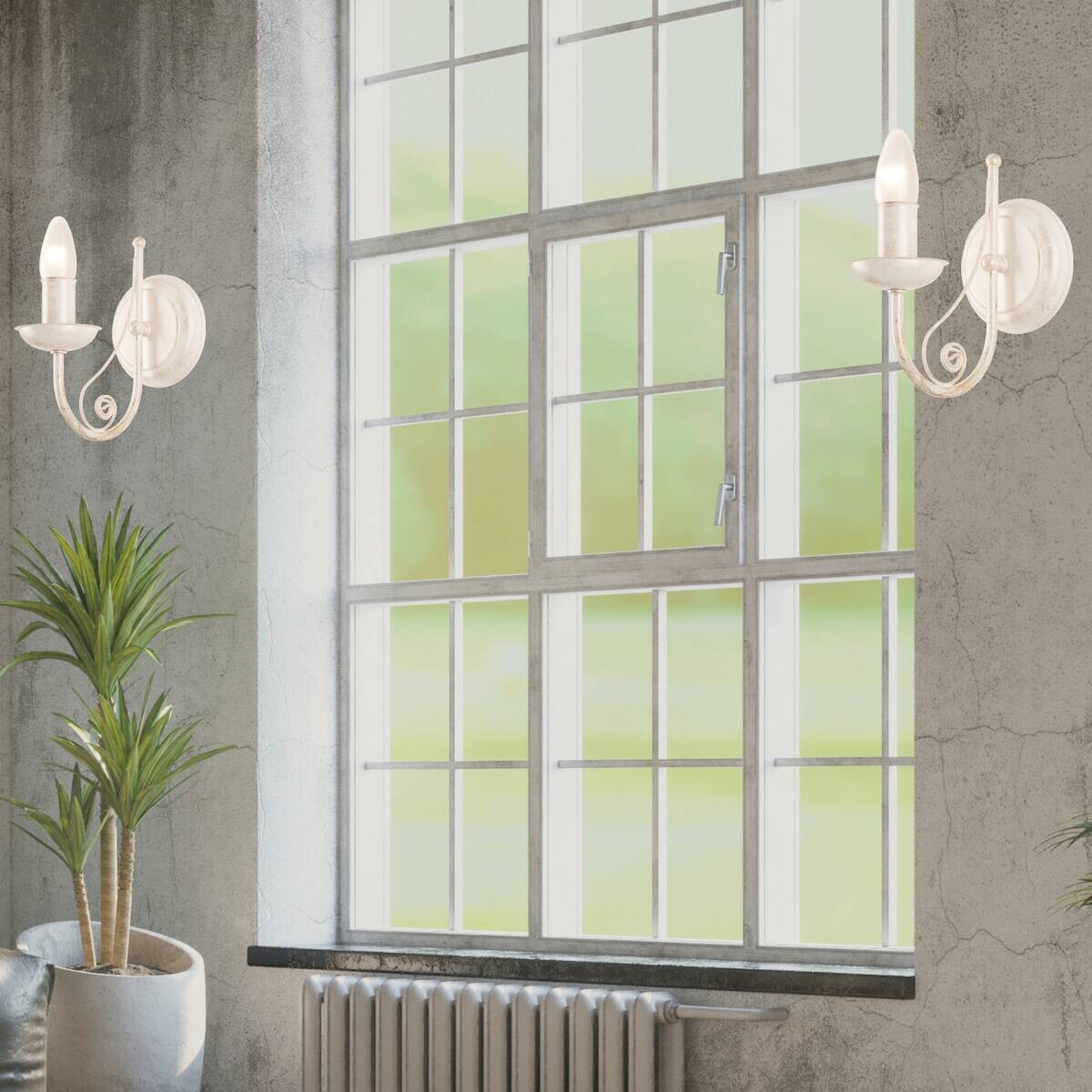 Lamkur Wandleuchte Donato weiß Stahl H/L: ca. 20x19 cm E14 1 Brennstellen