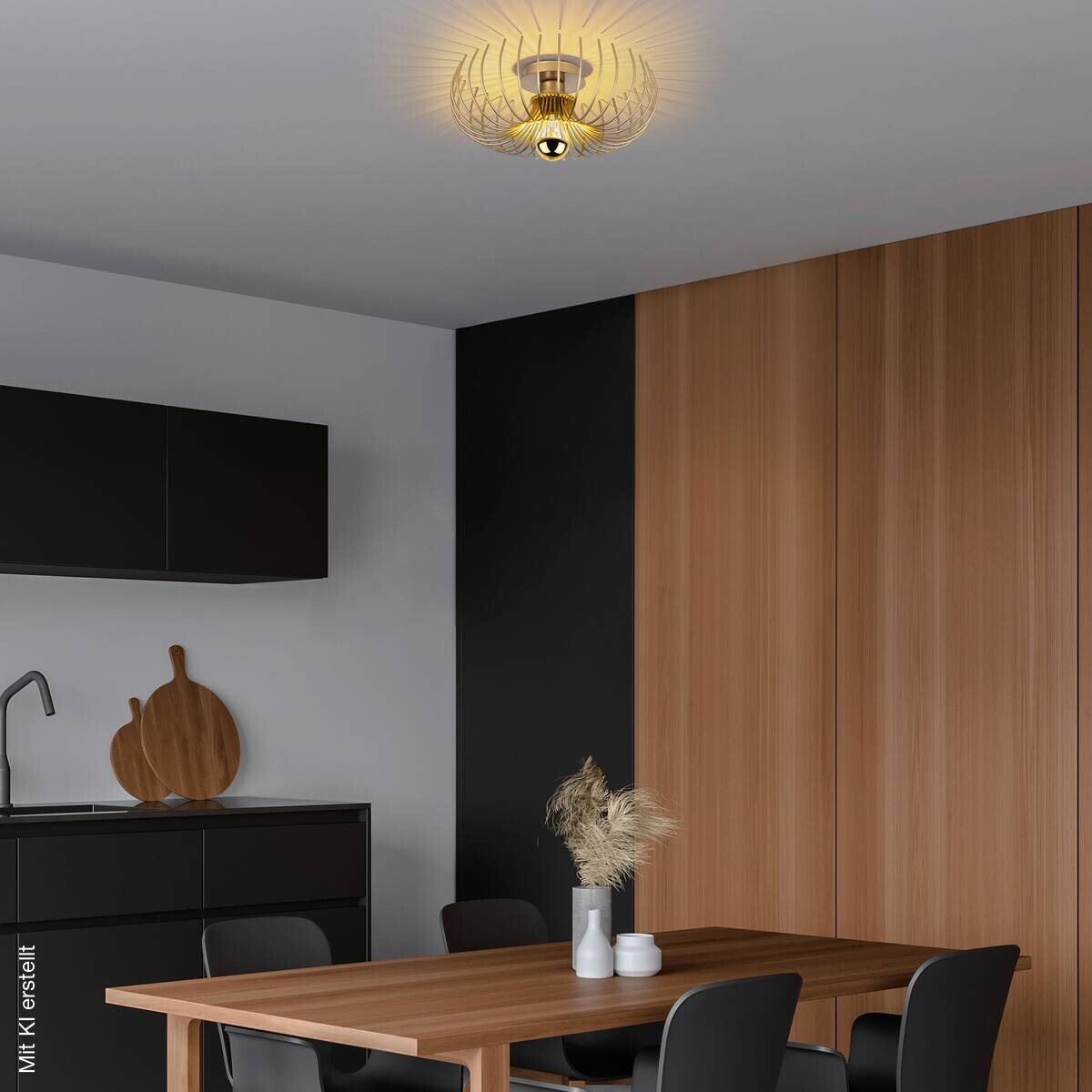Opviq Pendelleuchte Karsortel gold B/H/T/L/D: ca. 36x12x36x36x36 cm E27 1 Brennstellen