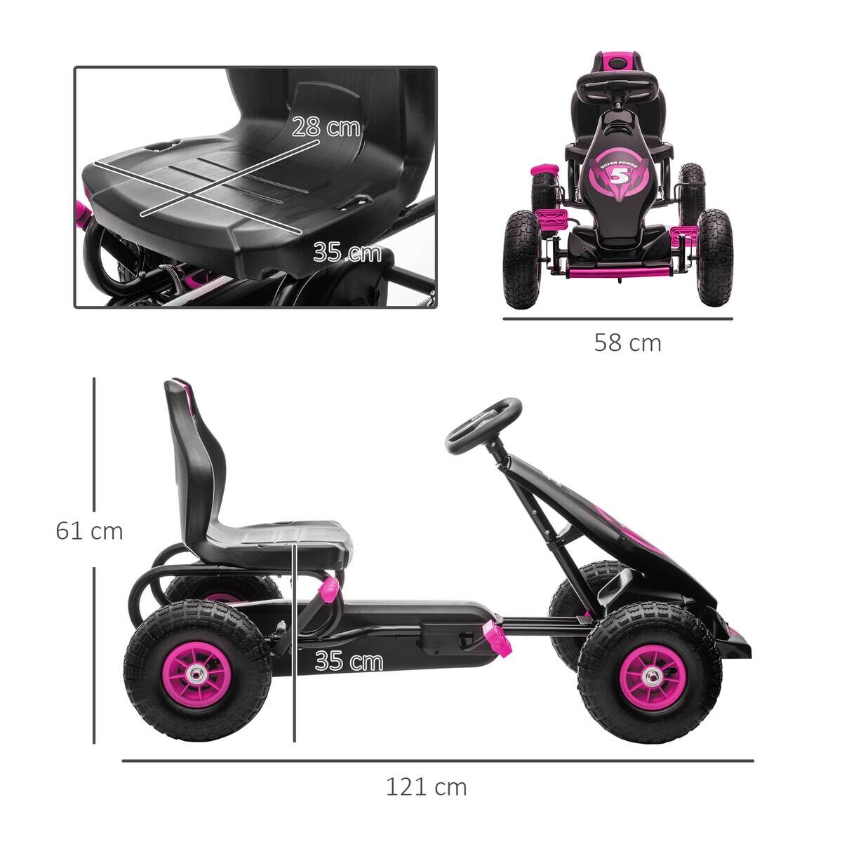 HOMCOM Go Kart schwarz B/H/L: ca. 58x61x121 cm