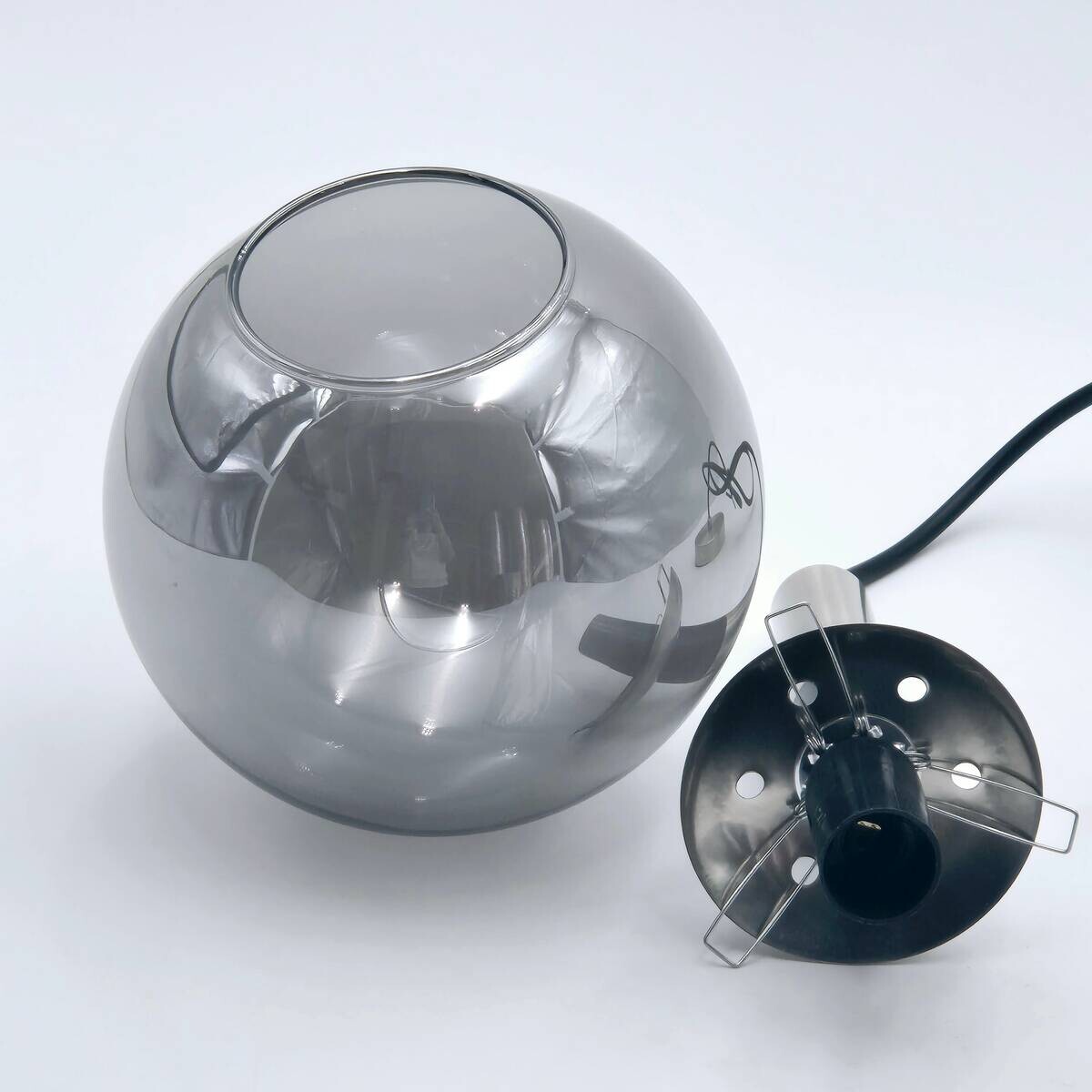 Lamkur Hängeleuchte Rollo Chrom Glas Stahl B/H/L: ca. 15x120x15 cm 1 Brennstellen