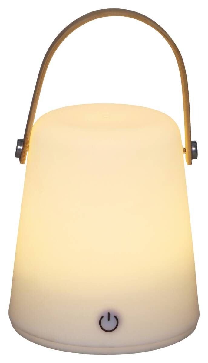 POCOline LED-Tischleuchte Isla weiß Kunststoff Bambus H/D: ca. 13,5x12 cm