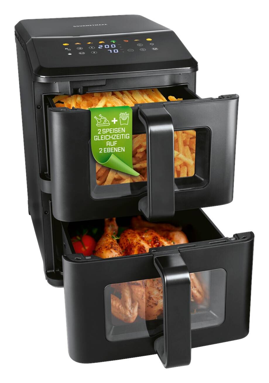 GOURMETmaxx Heißluftfritteuse 19129 schwarz Metall B/H/L: ca. 25,5x39,8x45,2 cm ca. 10 l