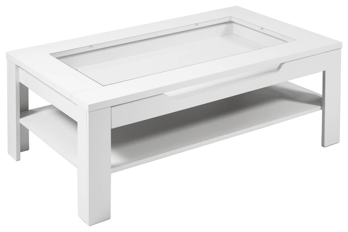 byLIVING Couchtisch RALPH weiß Holzwerkstoff Klarglas B/H/T: ca. 110x43x67 cm