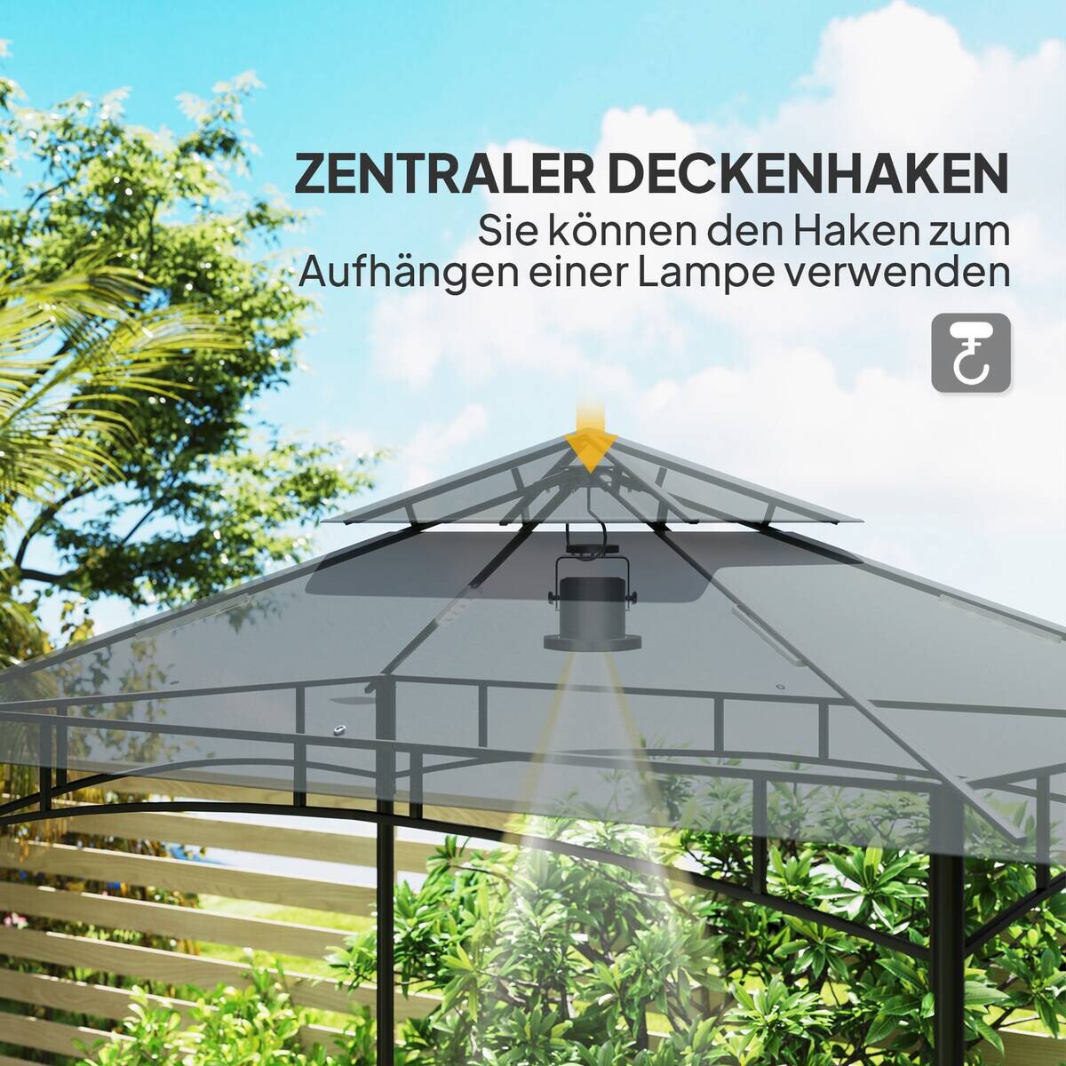 Outsunny Grillpavillon dunkelgrau Polyester B/H/L: ca. 150x258x240 cm