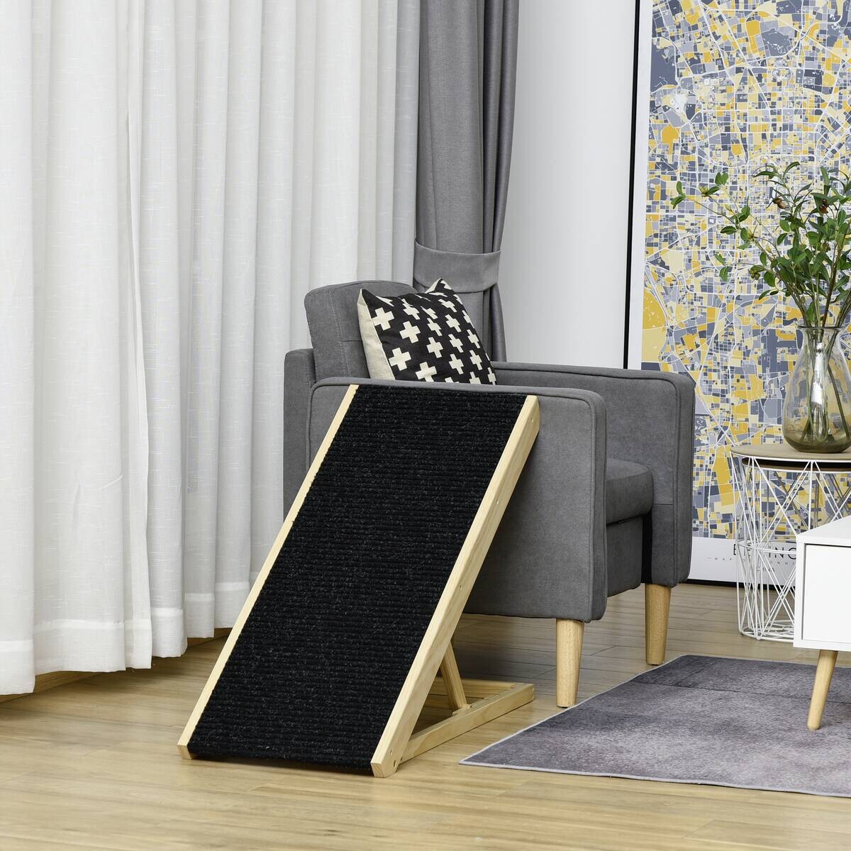 PawHut Haustierrampe, verstellbar natur Edelstahl B/H/L: ca. 40x90x61 cm