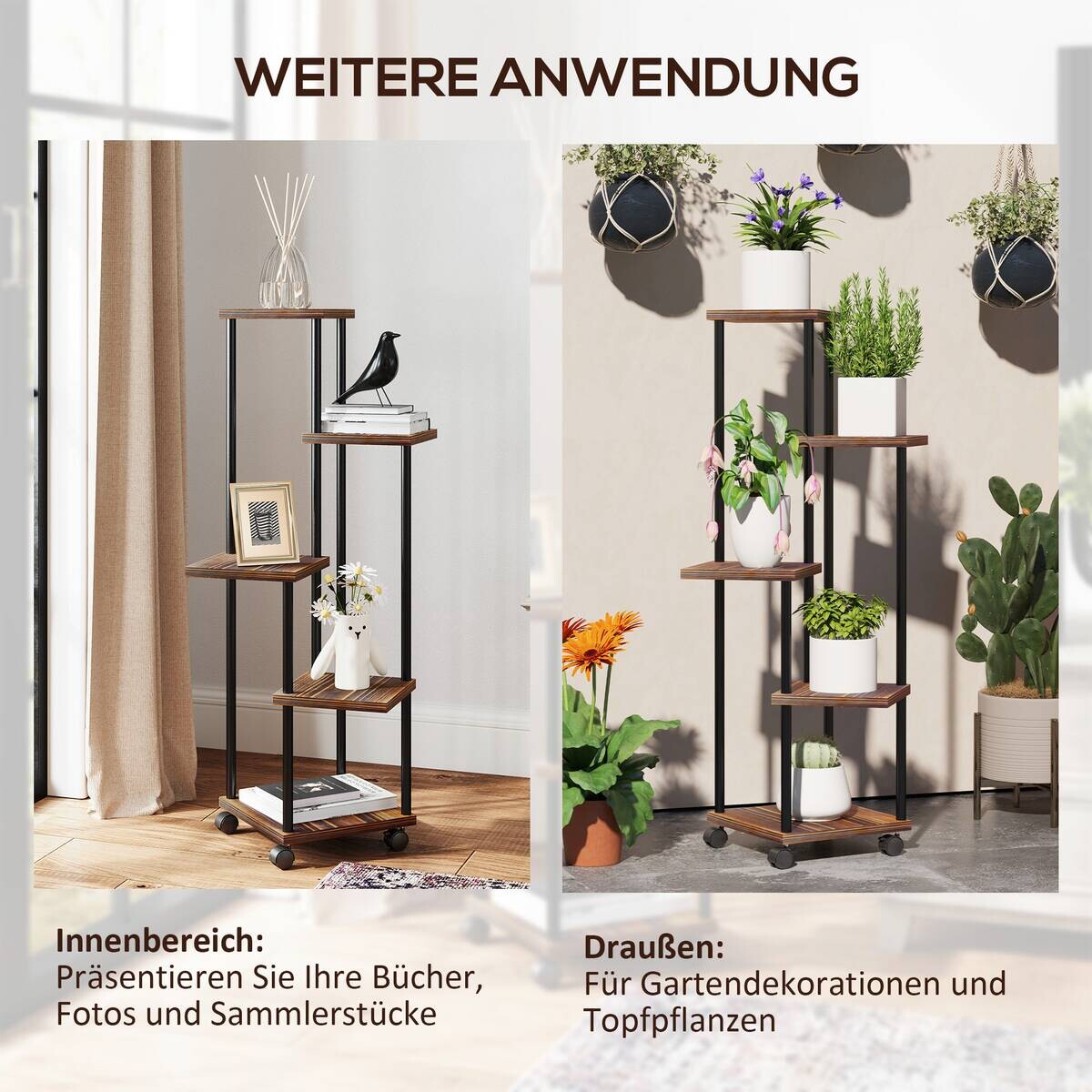 Outsunny Pflanzenständer braun Holz B/H/L: ca. 59x110x59 cm